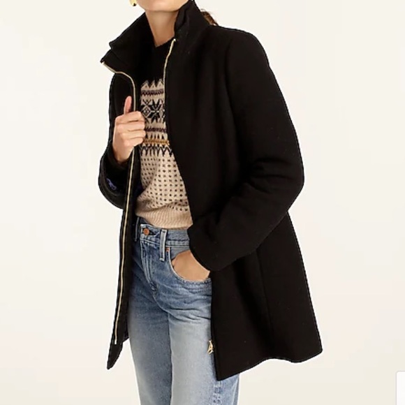 J. Crew Jackets & Blazers - EUC jcrew 8/8P black Cocoon coat Italian stadium-cloth wool